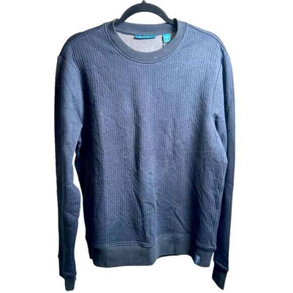NWT Perry Ellis Men’s Blue Micro Stripe Long Sleeve Sweater Sweatshirt - Medium - Picture 1 of 6